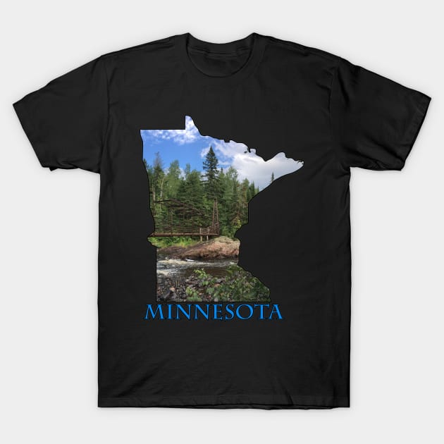 Minnesota State Outline (Tettegouche Park & Baptism River) T-Shirt by gorff